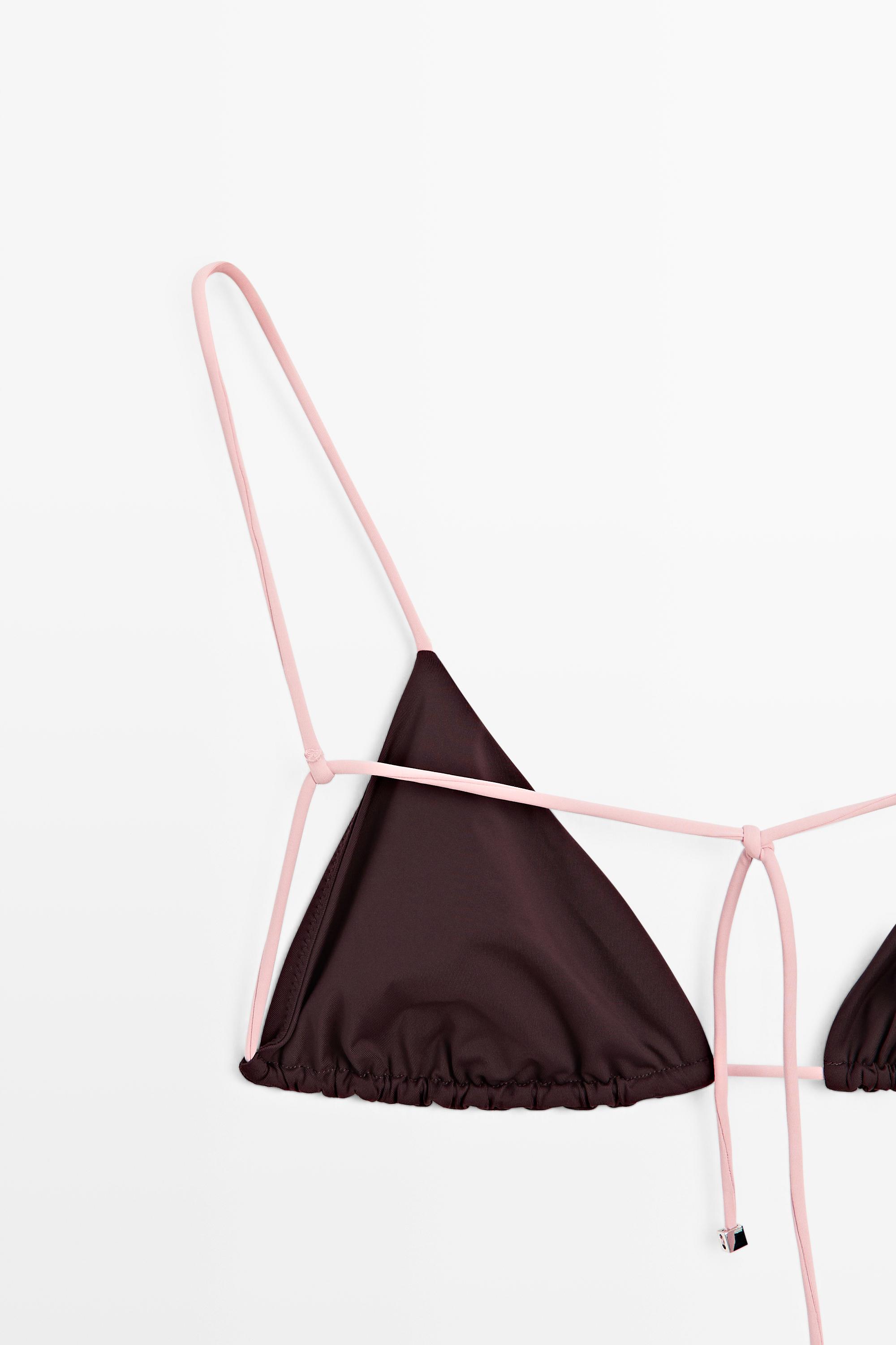 Haut de bikini triangle à nouer contrastant